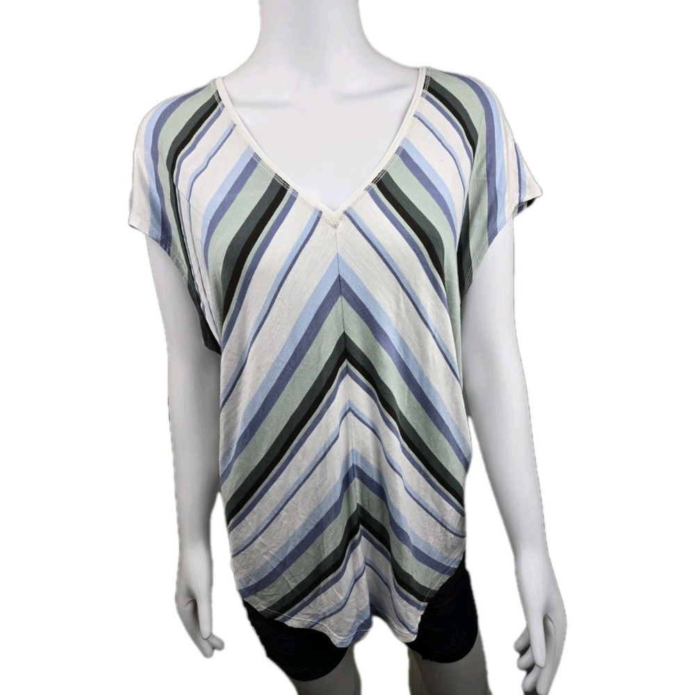 WHBM Chevron Strip‎ Top Blouse Oversized Size XL Boho